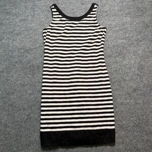 TOMMY BAHAMA Striped Tank Dress Black White Nautical Sleeveless Back Zip Small